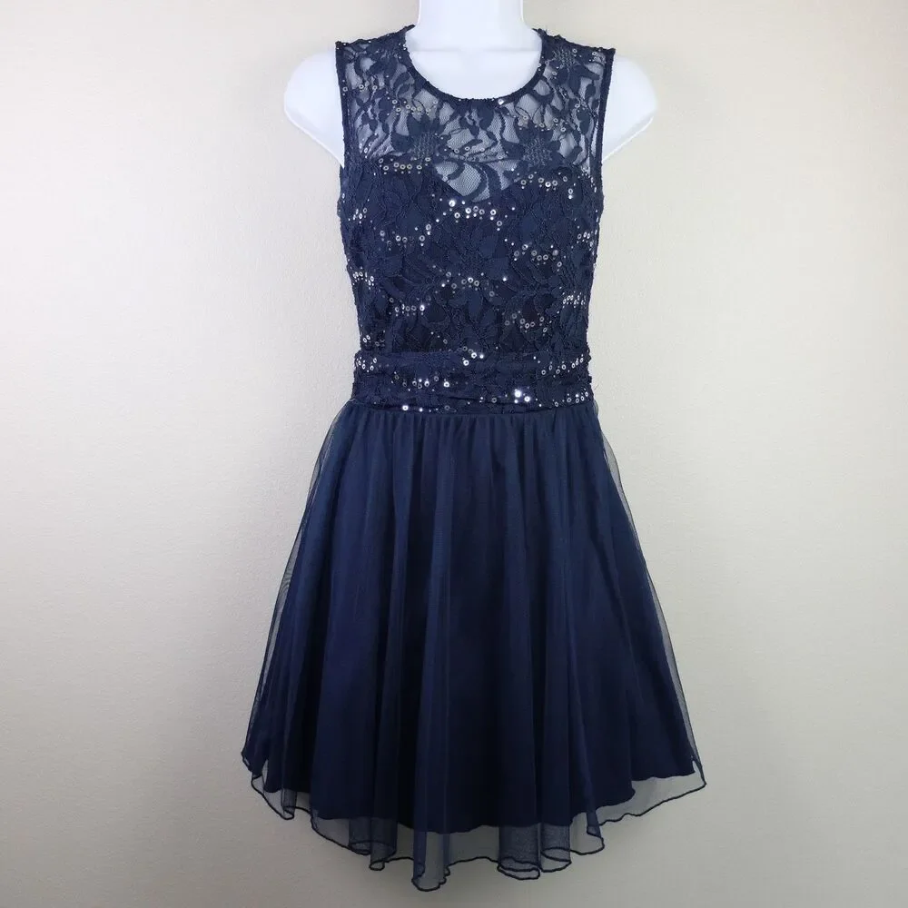 Speechless Juniors Midnight Blue Sequined Mini Dress Size 3